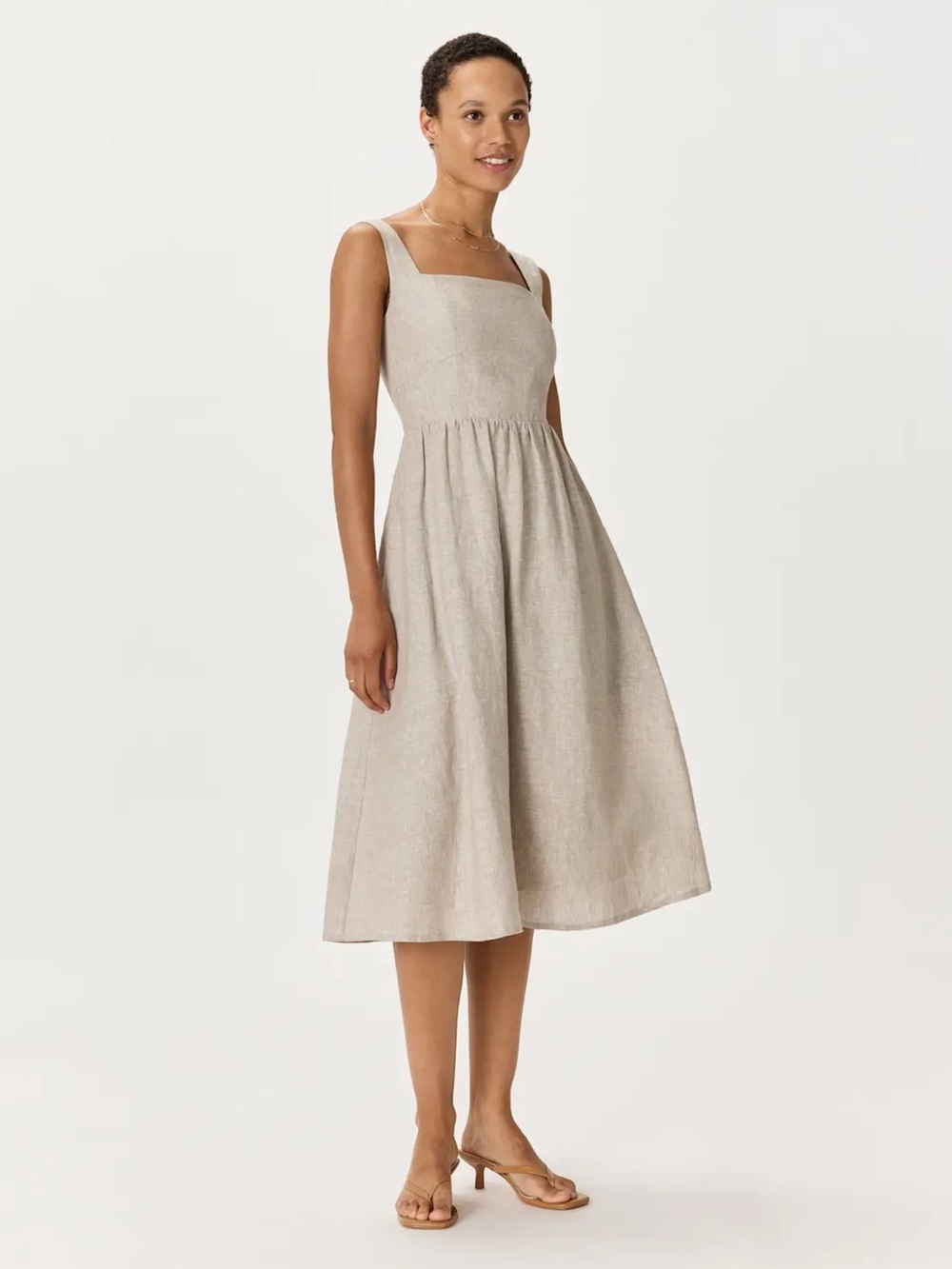 Quince 100% European Linen Fit & Flare Midi Dress